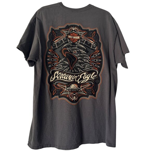 Harley Davidson Mens Screamin' Eagle Gray SS Tshirt, Size XL - Picture 2 of 8